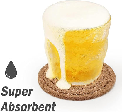ABenkle Woven Coasters for Drinks Set of 6, Boho Absorbent Drinking Coaster - Image 9