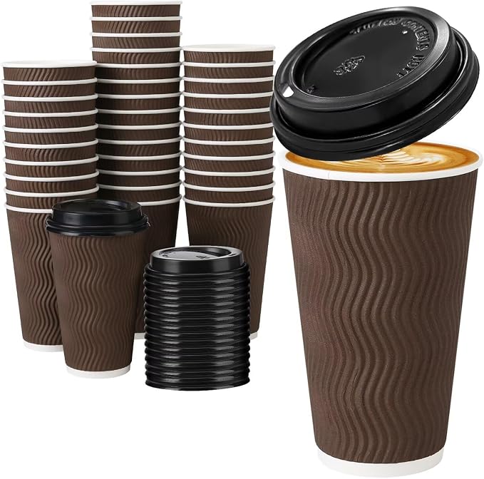 16 oz Insulated Disposable Paper Coffee Cups by Huifany