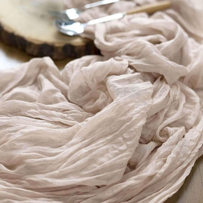 Efavormart 10ft Warm Beige Cheesecloth Table Runner - Image 7