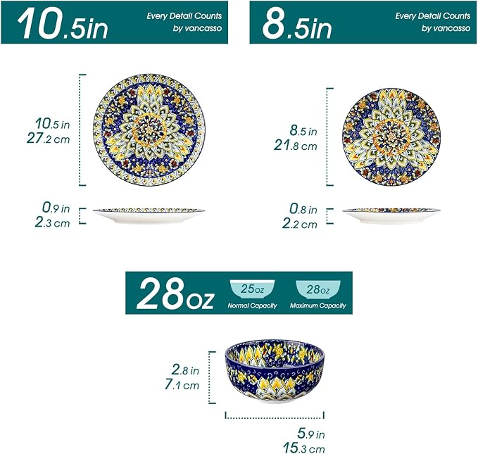 vancasso 12 Pieces Dinnerware Sets, Porcelain Dishes Set - Image 2