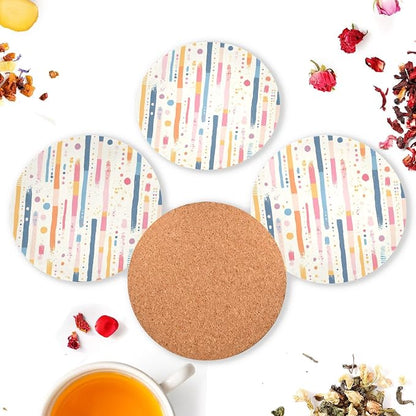 Stripes Tiny Dots Minimalist 4 Pcs Aesthetic Coaster Thick Heat Resistant Mats - Image 6