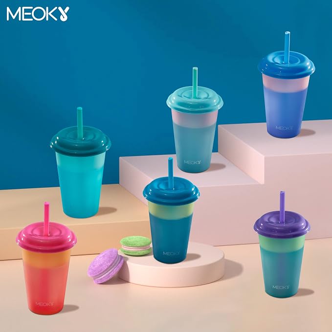 Meoky Color Changing Cups with Lids and Straws - Image 6