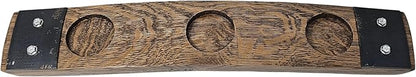Barrel Stave Premium 3 Glass Whiskey, Bourbon, Scotch Flight Serving Tray, (No Glasses,Dark Walnut)