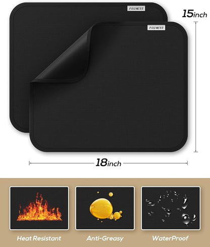 2pack Heat Resistant Mat for Air Fryer, 15x18in Heat Resistant Mat for Countertop, Silicone Kitchen Countertop Hot Pads for Air Fryer, Deep Fryer, Oven