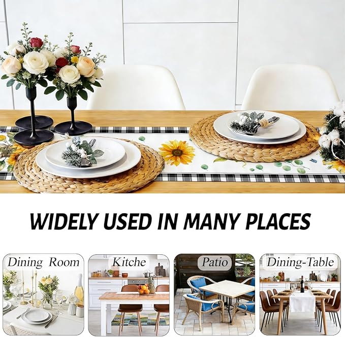 Sunflower Table Runner, Buffalo Floral Table Runners Decorations | Sunflower - Image 5