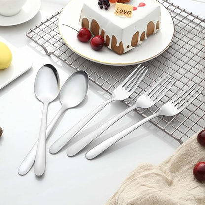 24 Pcs Forks and Spoons Silverware Set, Food Grade Stainless Steel Flatware - Image 6