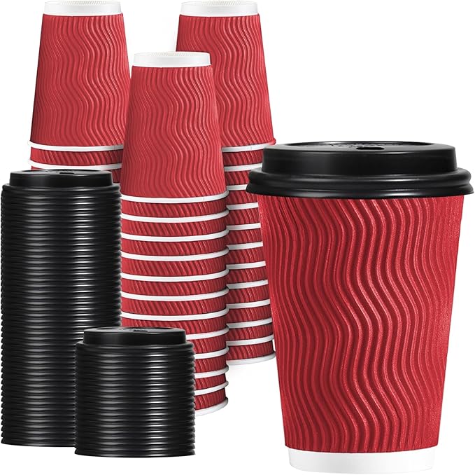 Lamosi Coffee Cups with Lids 12 oz 50 Pack, Disposable To Go Cups with Lid | by BuyNow
