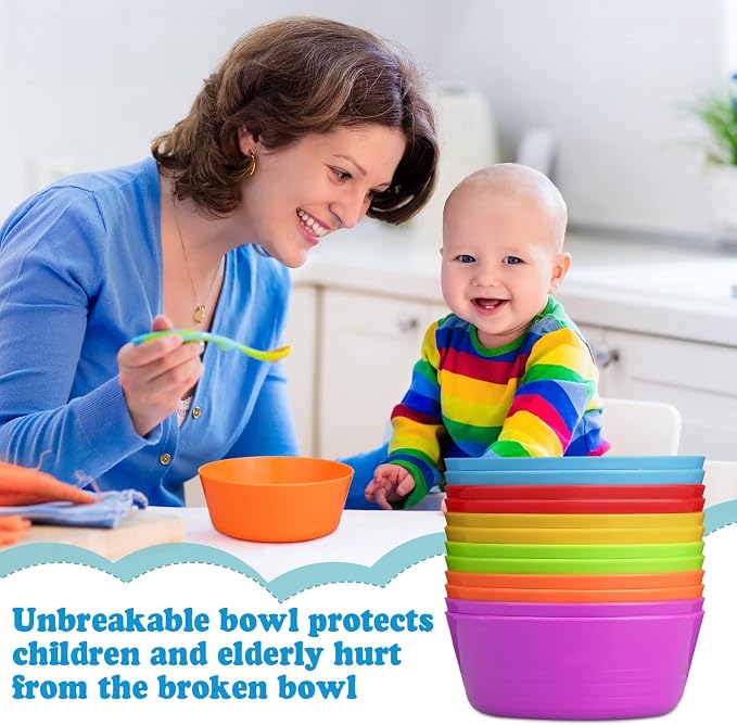 Foaincore Kids Plastic Bowls 10 oz Cereal Snack Microwave Dishwasher Safe - Image 4