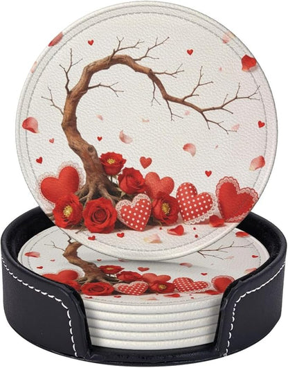 Love Hearts Tree of Life Leather Coasters Set of 6 - Image 3