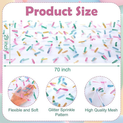 4 Pcs Sprinkles Table Runners 29 x 70 Inch Glitter Ice Cream Sprinkle Tulle - Image 2