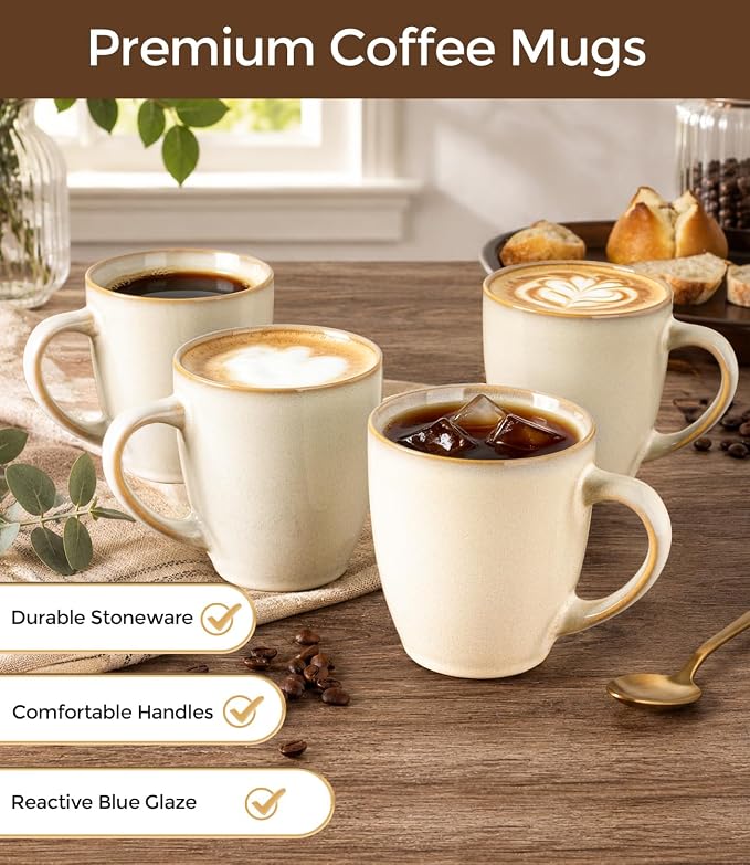GBhome 12OZ Coffee Mugs Set of 6, Stoneware Coffee Mugs Set, Dishwasher & - Image 5