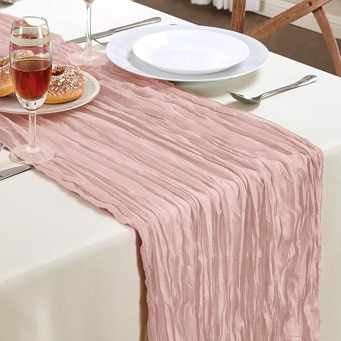 AGIRL 6 Pack Dusty Pink Cheesecloth Table Runner 10FT Boho Gauze Home Decor | - Image 2