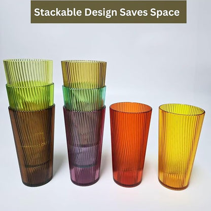 Plastic Drinking Glasses 8PCS, 19oz Reusable Kitchen Cups | Unbreakable - Image 12