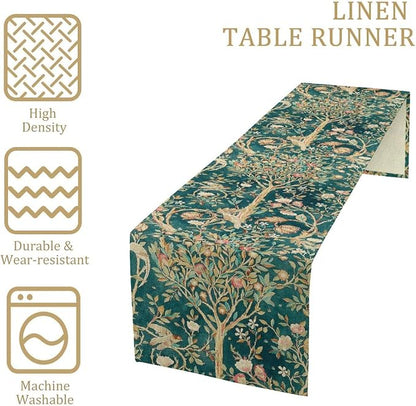 William Morris Original Design Vintage Flowers Green Botanical Printed Table - Image 4