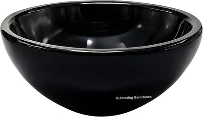 Black Obsidian Crystal Bowl - 2 Inch Decorative Bowls for Room and Home Decor - Gemstone Healing Crystals for Elegant Display, Positive Energy Balance and Gift