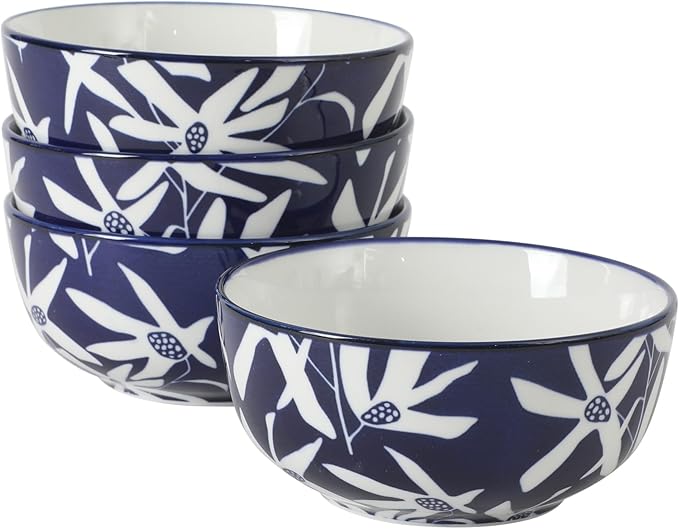 Gibson Home Ivory Estate 4-Piece Cereal Bowl Set, 5.5 Inch Round Stoneware Bowls by GibsonHomewares