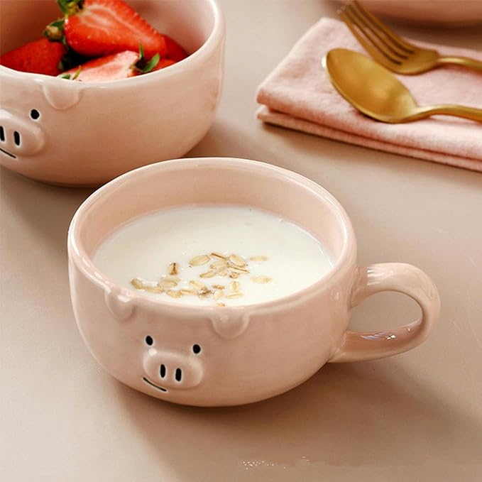 Nordic Style Creative Cute Pink Piglet Dishes, Home Breakfast Ceramic Matte - Image 5