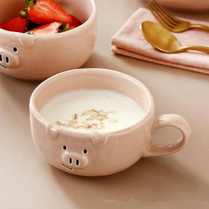 Nordic Style Creative Cute Pink Piglet Dishes, Home Breakfast Ceramic Matte - Image 5