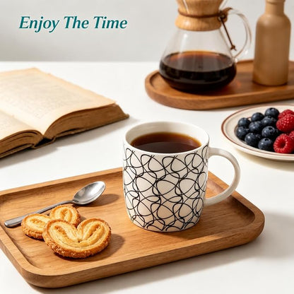 Okllen 6 Pack 11.5 Oz Coffee Mugs Geometric Textured, Ceramic Coffee Mugs - Image 7