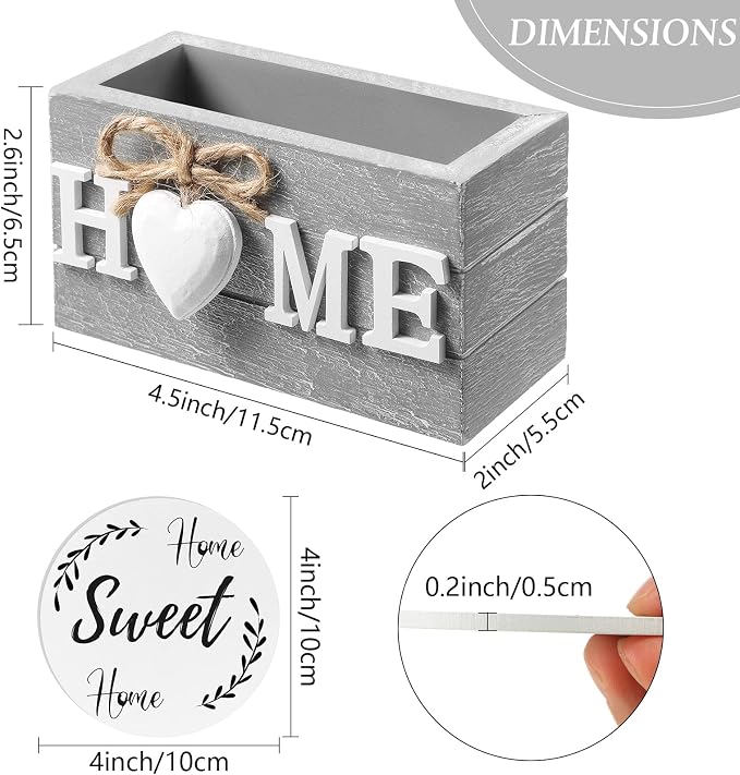 Queekay Coasters Set of 6 House Warming Gifts New Home Wooden Farmhouse Drink - Image 2