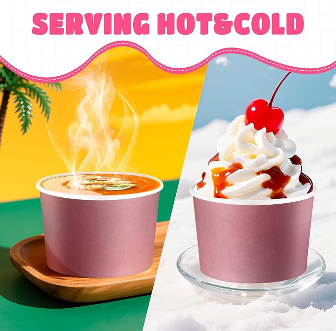 Jingmore Paper Ice Cream Cups 9oz Colored Disposable Dessert Bowls - Image 5