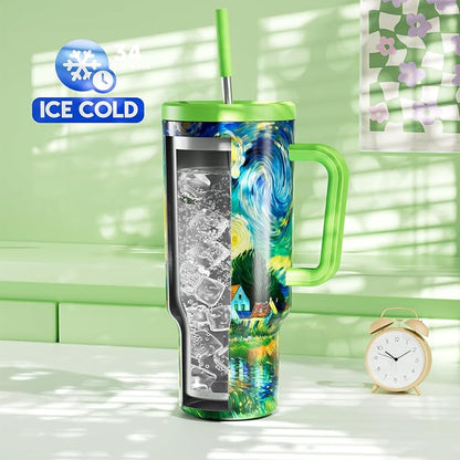 Meoky 40 oz Tumbler with Handle and Straw: Stainless Steel Insulated Tumbler - Image 2