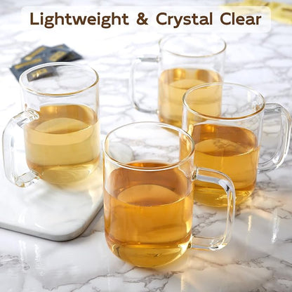Glass Coffee Mugs, 24 oz Ice coffee cups, Large Clear Tea Cups Set of 4 - Image 5