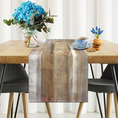 Brown Grey Table Runners Modern Art Farmhouse Linen Table Runners Dresser - Image 2