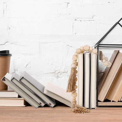 3 Pieces Faux Decorative Books Set for Home Decor Fake Book for Shelves Coffee Table Stacked Linen Covered Display Notebook with Wood Bead Bookend Gift for Living Room(Classical Color)
