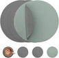Myir JUN Round Placemats Set of 4 Faux Leather Place Mats and Coasters 15 inch Round Table Mats Dual Sided Non-Slip Stain Resistant Placemats (Gray & Sage Green, Set of 4)