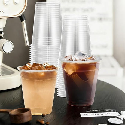 Clawsoff 12 oz Clear Plastic Cups 300 Count Disposable Iced Coffee Cups | Cold - Image 4
