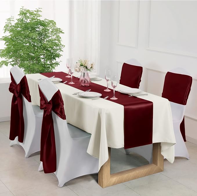 Manyshofu Maroon Satin Table Runner 12x108 - Image 5