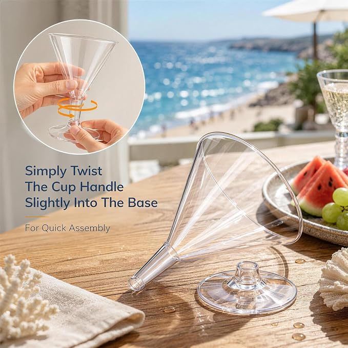 Liacere 24 Pack Clear Plastic Martini Glasses - Image 4