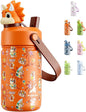 POWCAN 12 oz Kids Water Bottle Insulated: 2-in-1 Straw Spout Lid by POWCAN