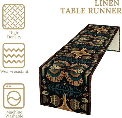 Vintage Ancient Egypt Table Runner Ethnic Old Egyptian Floral Geometric - Image 4