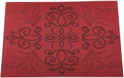 Gugrida Luxury Red Placemats Set of 6 Crossweave Woven Vinyl Placemat for Dining Table Heat Resistant Kitchen Table Mats Easy to Clean
