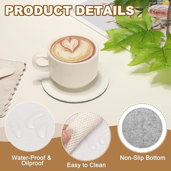 uxcell 5Pcs PU Leather Coasters - Image 3