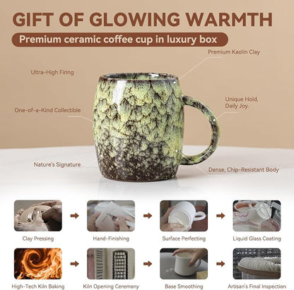 Amber Nebula Ceramic Coffee Mug - 14 oz Unique Reactive Glaze Coffee Cup - Image 4