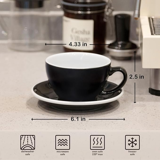 Loveramics Latte Art Mug with Saucer, 10 oz Ceramic Coffee cups with Round - Image 2