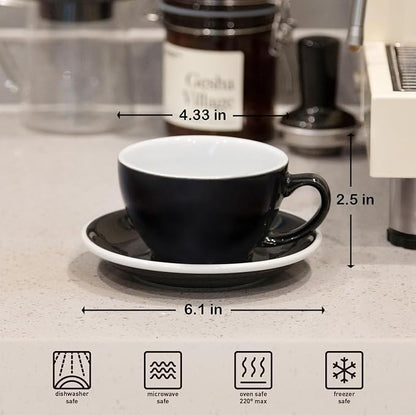 Loveramics Latte Art Mug with Saucer, 10 oz Ceramic Coffee cups with Round - Image 2