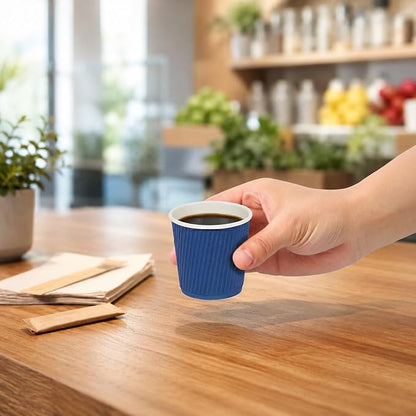 Restaurantware 4 Ounce Ripple Wall Disposable Coffee Cups, 500 Insulated Blue - Image 5