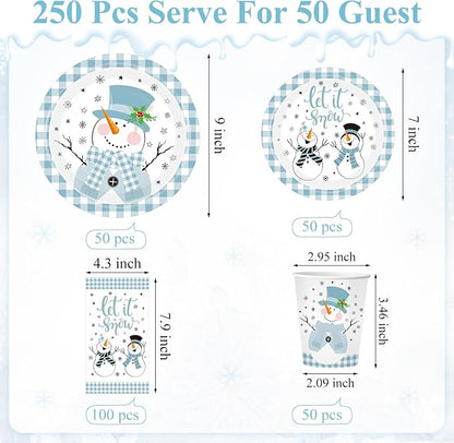 Funnymoom 250 Pcs Winter Snowman Party Decorations - Image 3