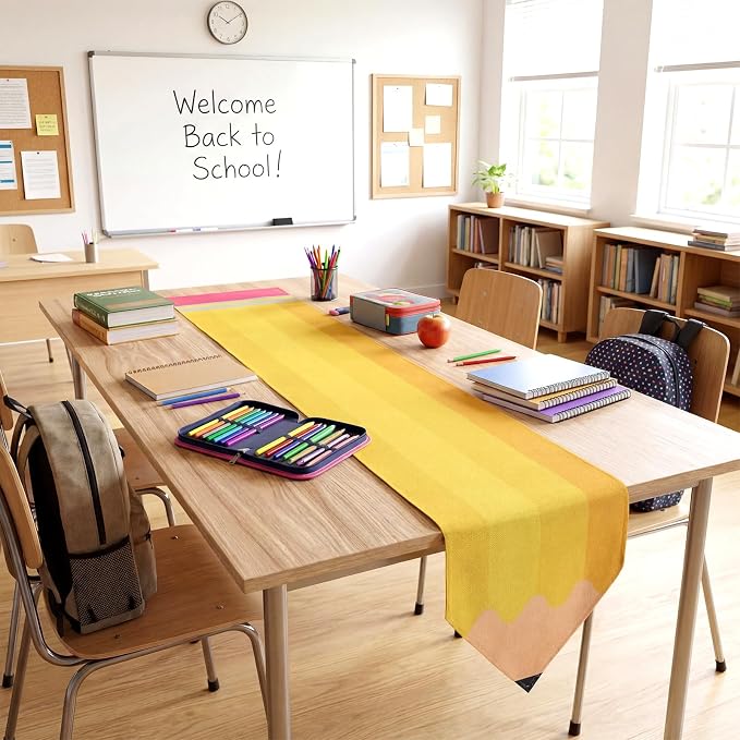 4 Pcs Pencil Table Runner 71 x 13 Inch Preschool Back to School Classroom - Image 3