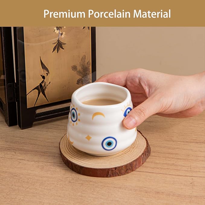 4pcs Japanese Tea Cup Set – Mini Size Cup 5OZ Ceramic Matcha Cup, Handless - Image 4