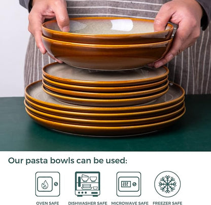 LERATIO Large Pasta Bowls, 38oz Ceramic Pasta Bowls, 9.0" Reactive Glaze Pasta - Image 3