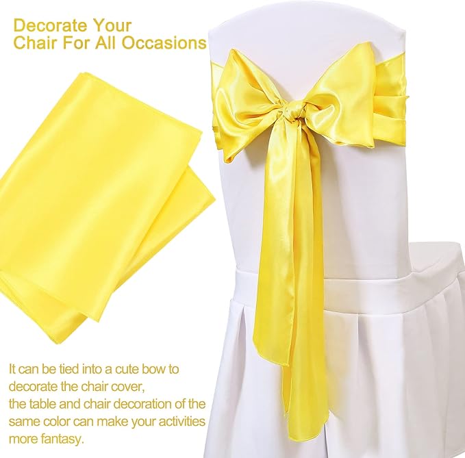 Yellow Satin Table Runners 10 Pack 12x108 inch Silk Smooth Fabric | Bright - Image 4