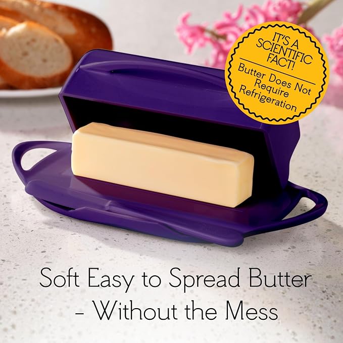 Flip Top Butter Dish with Attached Lid & Matching Knife, 2 Pack - Image 5