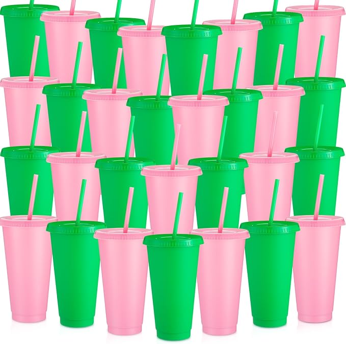 Honeydak 30 Pack Tumbler with Straw and Lid Bulk Cups by Honeydak