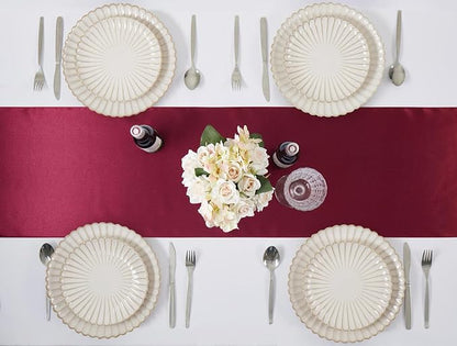 Burgundy Satin Table Runner, 12x108 Inches, 2 Pack | Premium Satin, Smooth - Image 4