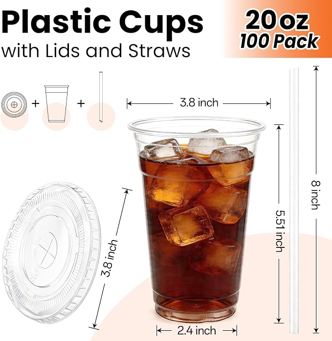 100 Pack 20oz Plastic Cups - Image 2